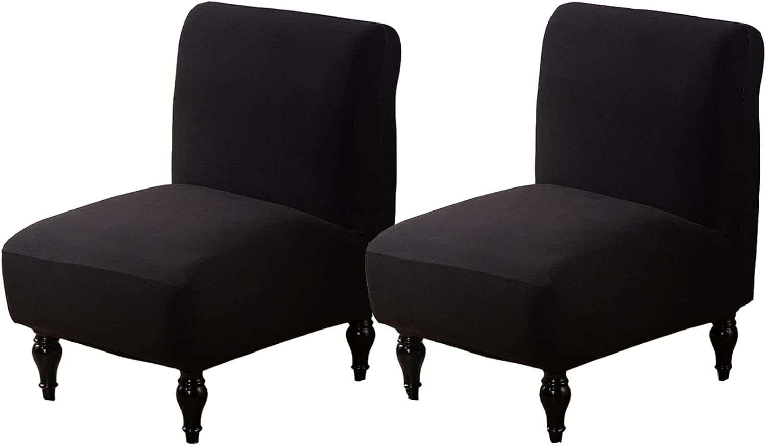 Stretch Armless Chair Slipcovers, Furniture Protector Covers Spandex Accent Chair Covers Elastic Armless Accent Chair Slipcovers Removable Washable for Living Room Bedroom-Black-Set of 2