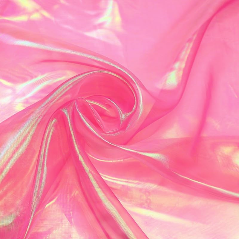 Rose Red Organza Fabric 1.5M*3M,Iridescent Organza Fabric,ridescent Holographic Gauze Fabric