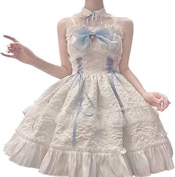 シュガーガール ゴスロリ・ロリータドレス 甘ロリ ロリィタドレス姫袖JSKブルー ドレスワンピース 4色 unideer ワンピースのみ 五分袖 ロング