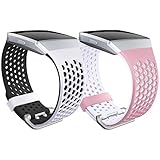SKYLET Compatible with Fitbit Ionic Bands, 2 Pack Soft Silicone Breathable Replacement Wristband Compatible with Fitbit Ionic Smart Watch with Buckle Men Women Small Large Black
