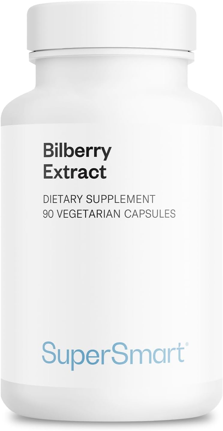 Supersmart - Bilberry Extract (High Strength) - 25% Anthocyanin - Bilberry Supplement for Eyes - Vaccinium Myrtillus Fruit Supplement | Non-GMO & Gluten Free - 90 Vegetarian Capsules