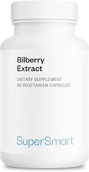 Supersmart - Bilberry Extract High Strength - 25% Anthocyanin - Bilberry Supplement for Eyes - Vaccinium Myrtillus Fruit Supplement | Non-GMO & Gluten Free - 90 Vegetarian Capsules
