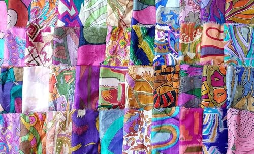 Vintage Fabrics Crafts 30 Pcs 8" by 8" Squares Silk