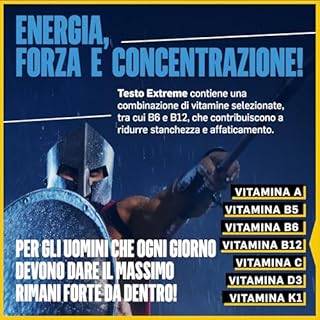 Italian Elite® Testo Extreme 120 caps Maca 8000mg. Tribulus, Fieno Greco, Zinco, Arginina, Ashwagandha, Vitamine e Minerali