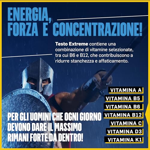 Italian Elite® Testo Extreme 240 caps Maca 8000mg. Booster Stimolante Naturale del Testosterone con Tribulus, Fieno Greco, Zinco, Arginina, Ashwagandha, Vitamine e Minerali. Forza Energia Resistenza! - 3