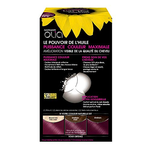 Garnier Coloration Permanente - Sans Ammoniaque - Aux Huiles Naturelles de Fleurs - Violine Profond (4.26) - Olia Vivids (Lot de 2)