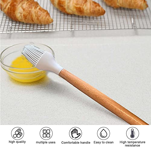 Angel’s Peel Lounge Wooden Handle Whisker With Wooden Handle Silicone Basting Brush | Kitchen Whisk For Beating, Blending, Egg- Pastry Brushes To Spread Oil, Butter, Sauce For Bbq #TOP4