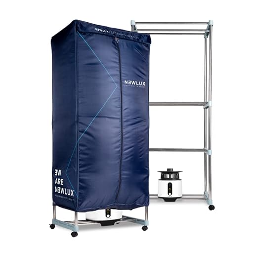 armario secadora de ropa NEWLUX - Secadora de Ropa Eléctrica Portátil Secadry Azul con Luz UV para Desinfectar. Capacidad 15Kg, Temp. 180min, 3 Niveles. Secadora por Ventilación (1200W) 3 en 1: Secadora, Armario, Tendedero
