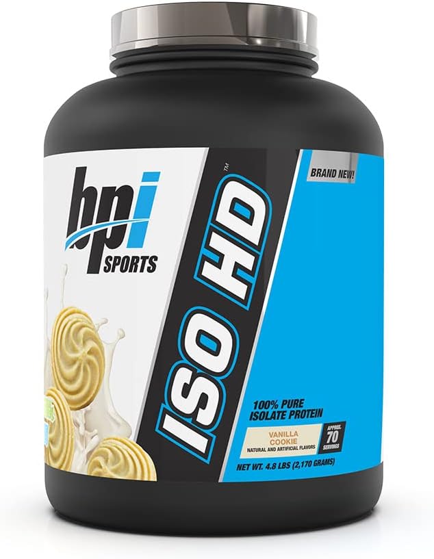 BPI Sports ISO HD Isolate Protein Vanilla Cookie, 76.8 oz - 69 Servings
