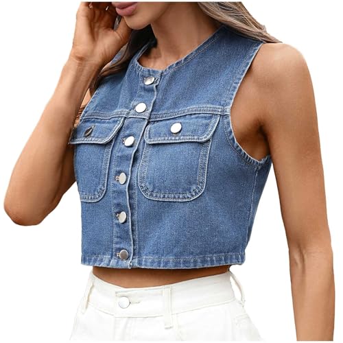 Veste jean sans manches femme pour vos sorties en ville gilet décontracté chic