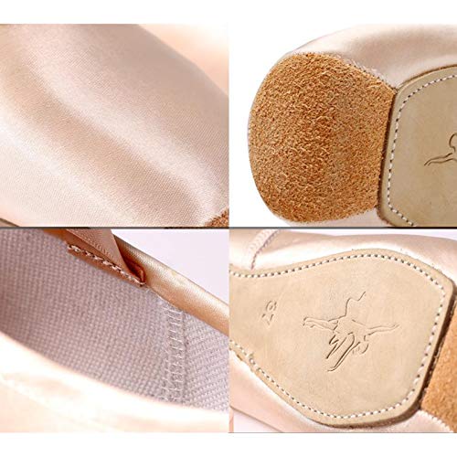 Satin Pointe Shoes for Girls and Ladies Professional Ballet Dance Shoes with Ribbon for School or Home - 40 Multicolor4