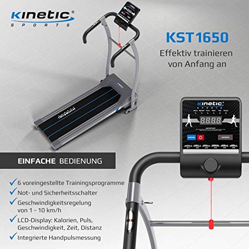 Kinetic Sports KST1650FX Laufband 500 Watt leiser Elektromotor 6 Pogramme, GEH- und Lauftraining, Tablethalterung… – Bild 3