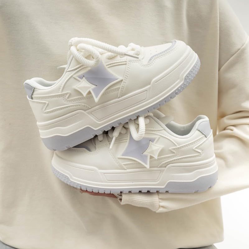Star Shoes Walking Cute Sneakers for Women Thick Sole Y2K Shoes Walking Shoes Flat Platform Chunky Kawaii Style2