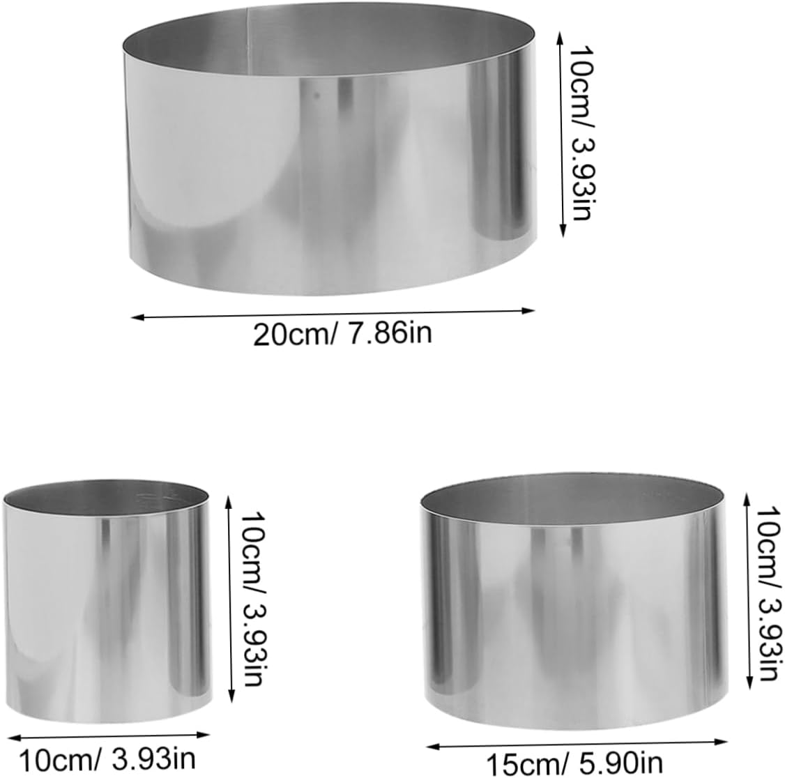 3pcs Stainless Steel Mousse Cake Height Baking Tool for Round Cake Making Decorating and Events