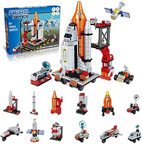 Space Shuttle Rocket Toys 12 in 1 Toy Building Sets STEM Building Blocks Aerospace Rocket Launcher Educational Birthday Gift for Kids Boys Girls 6 7 8 9 10 11 12+ Years Old (566Pieces)