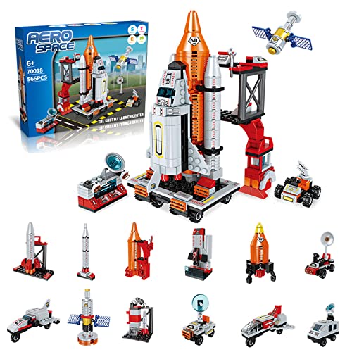 Space Shuttle Rocket Toys 12 In 1 Toy Building Sets Stem Building Blocks Aerospace Rocket Launcher Educational Birthday Gift For Kids Boys Girls 6 7 8 9 10 11 12+ Years Old (566Pieces) #TOP14