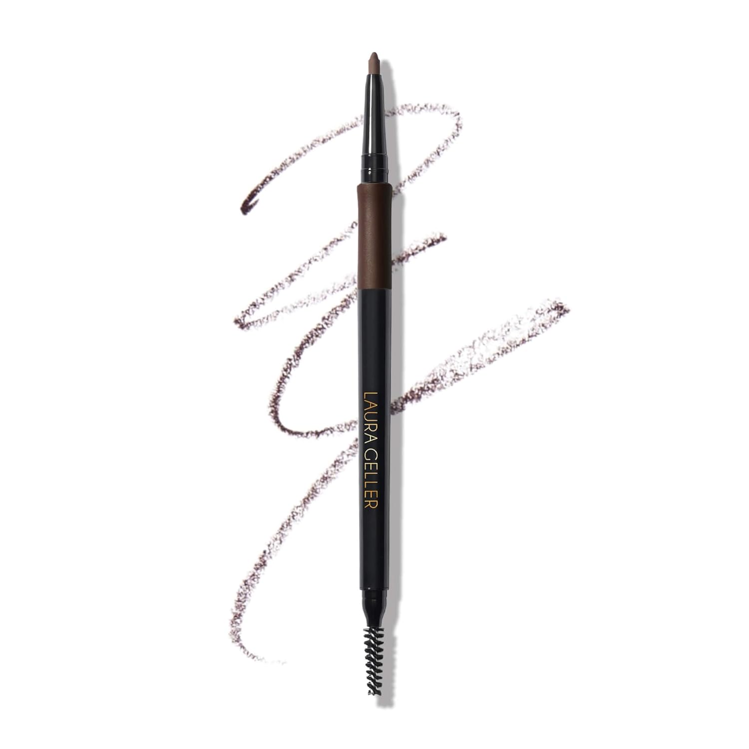 LAURA GELLER NEW YORK INKcredible Waterproof Brow Pencil- Blending Spoolie Brush – Long Lasting Eyebrow Filler (04 Dark Brown)