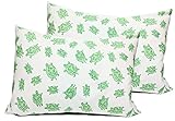 2 Toddler or Travel Pillowcases in Organic Cotton to Fit 13 x 18 and 14 x 19 Pillow, Turtle Print (Green)