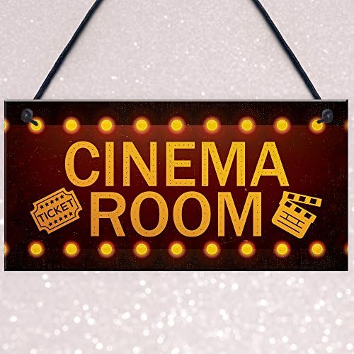 RED OCEAN Cinema Room Home Theatre Gift For Mum Dad Man Cave Den Family Room Wall Plaque Gift