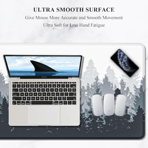Image of Auhoahsil Large Mouse Pad, XXL Gaming Mousepad, Desk Mat for Desktop, Thick Rubber, Big & Long Size, Stitched Edges, Full Desk Pad for Laptop & Computer, Extended 31.5 x 11.8 in, Ink Misty Forest