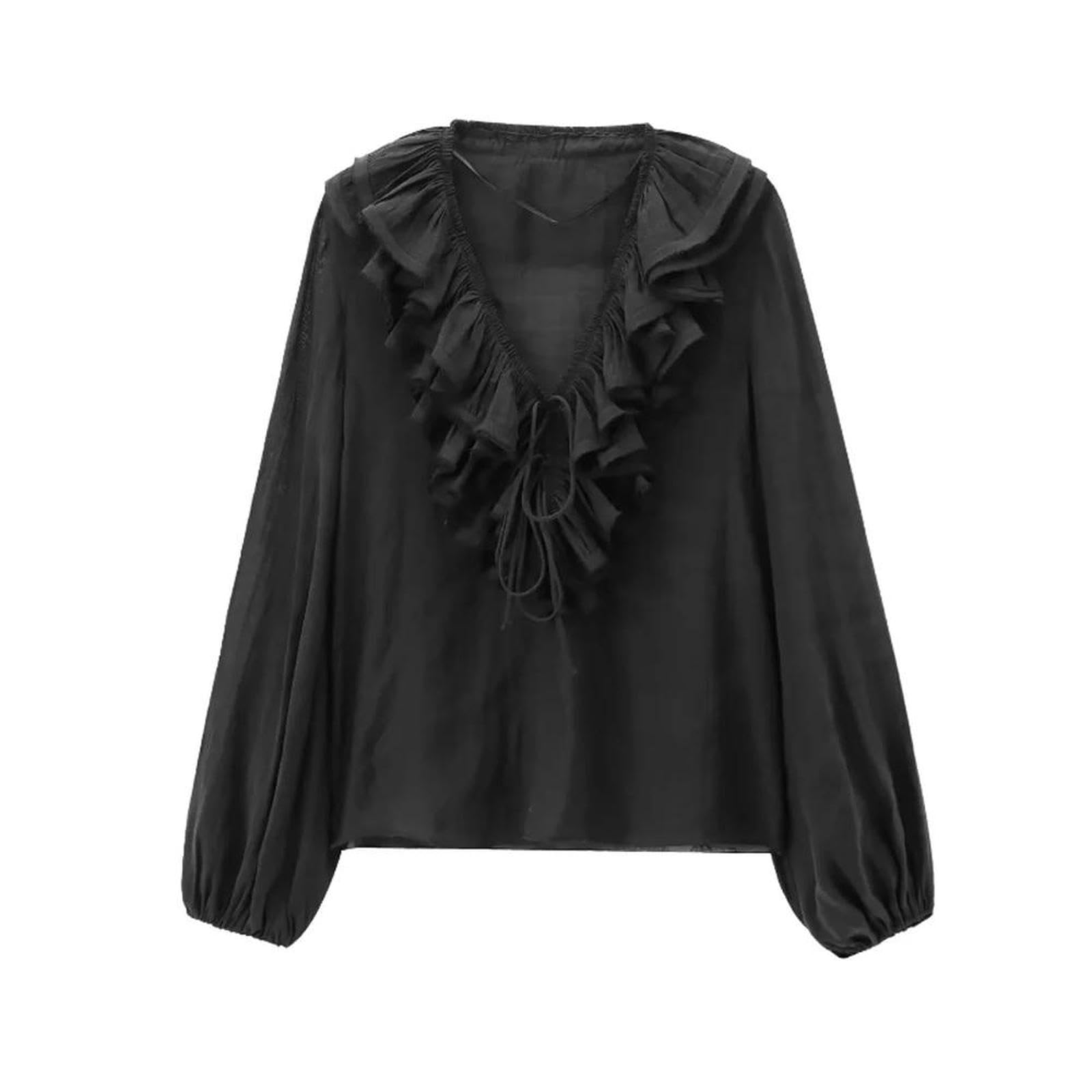 Damskie topy letnie jedwabne damskie warstwowy kołnierz lekkie długie rękawy wygodne wentylowane bluzki - wszechstronny styl, __PLACEHOLDER_BRAND_10__ __PLACEHOLDER_BRAND_10__, L