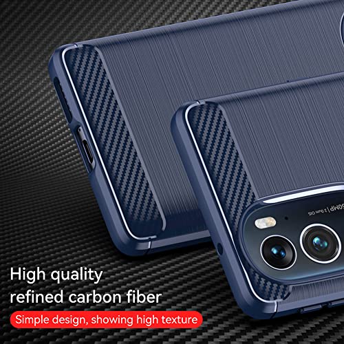 Image of NPRC Hybrid Ultra Slim Protective Case TPU Non-Slip Carbon Fiber Texture Shockproof Case Cover for Moto Edge 30 Pro - Blue