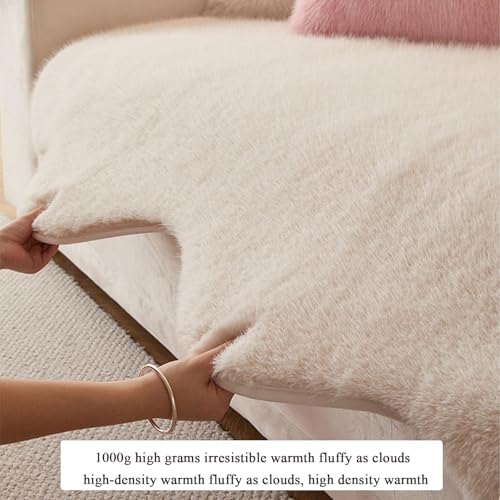 Housse de canapé en molleton de vison beige curry 90x210cm protectrice