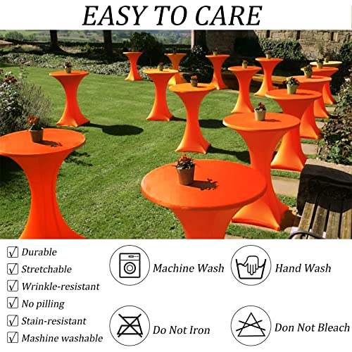 Image of 4 Pack Spandex Stretch Table Cover - 32x43 Inch Square Corners, Fitted High Top Tablecloth for Cocktail, Round, Bar, Weddings, Birthday, Banquet, Outdoor Party (Orange)