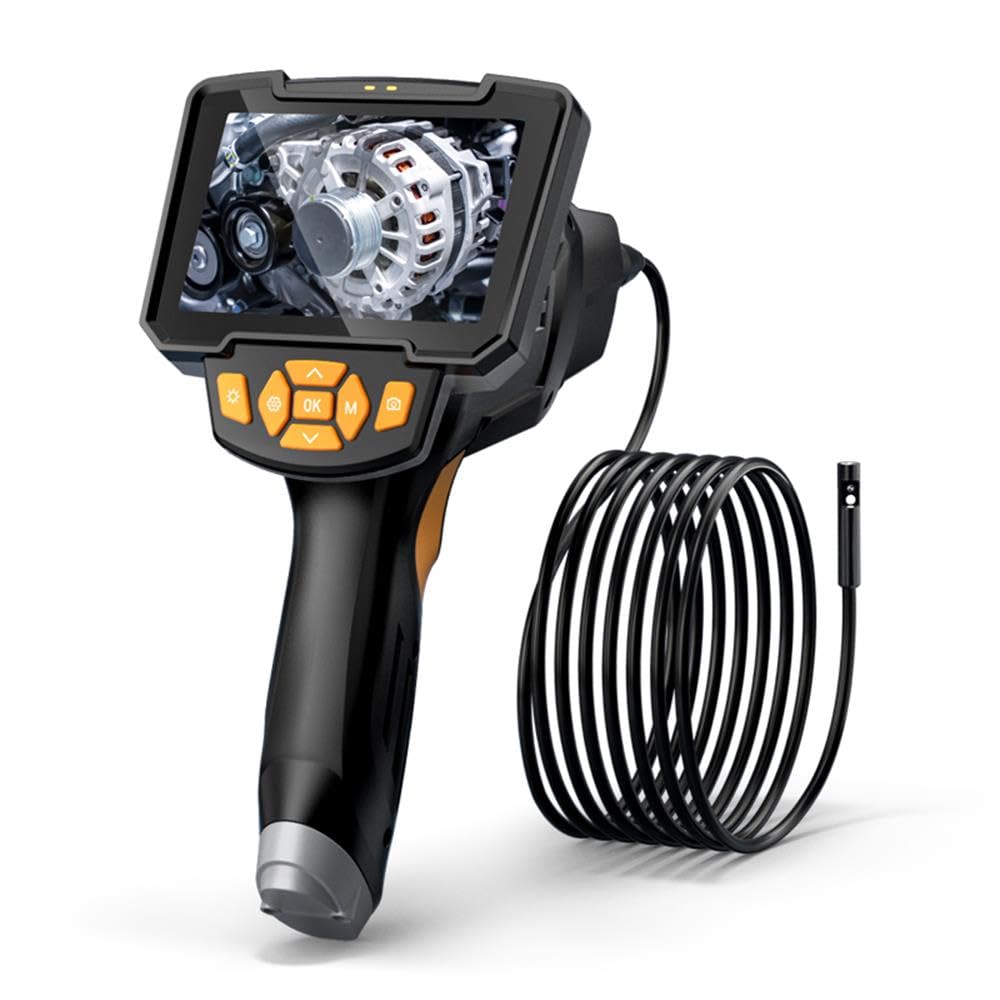 Cámara Endoscópica Industrial, Boroscopio con Resolución de Imagen 1080P, Pantalla IPS de 4,3 Pulgadas, Cámara de Inspección de Alcantarillado IP67 a Prueba de Agua, (Lente dual