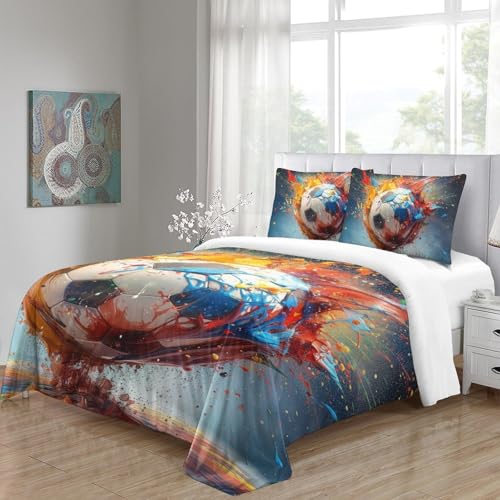 Parure de lit football 3D king-size au tissage microfibre haute densité
