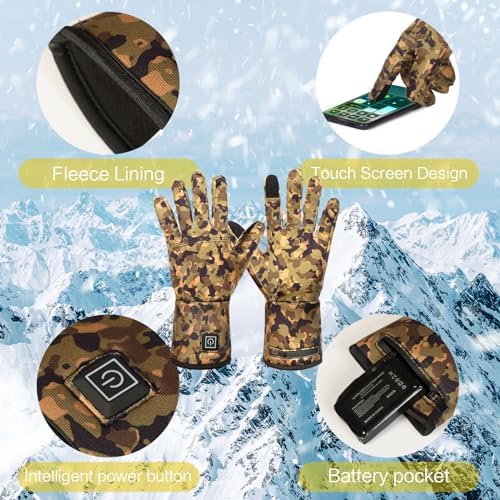 Heated Glove Liners for Men Women, Rechargeable Battery Electric Heated Gloves, Winter Warm Glove Liners for Arthritis Raynaud, Thin Gloves Riding Ski Snowboarding Hiking Cycling