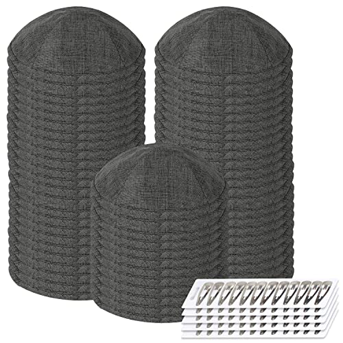 Zion Judaica Multi-Pack Dark Grey Deluxe Linen Kippah with Clip Kippots in Bulk Yamakas for...