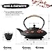 TOVACU Japanese Style Cast Iron Teapot with 4 Tea Cups Trivet Tetsubin StovetopTea Kettle with Infuser Chinese Iron Tea Pot Tea Set for Adults Black (Pear Flower Pattern)