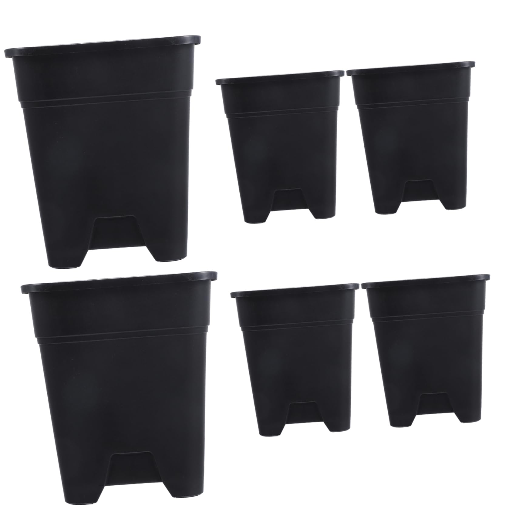 Pots à contrôle racinaire pour plantes succulentes, lot 6 jardinières carrées plastique noir