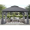 Abccanopy 10×12 outdoor gazebo patio gazebo with mosquito netting outdoor canopies for shade and rain for lawn garden backyard deck dark gray  urban country home decor
