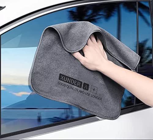 Image of Microfiber Cloth - 40x40 cms - 340 GSM Grey- Thick Lint & Streak-Free Multipurpose Cloths - Automotive Microfibre Towels for Car Bike Cleaning Polishing Washing & Detailing(40*40CM,Set of 4)