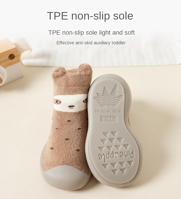 SHRBI Unisex Babies Infant First Walking Toddler Socks with Non-Slip Soft Sole Warm Baby Socks Ankle Boots Cartoon Design Children Shoes 2 51EnF7+P5eL