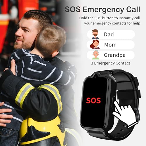Image of 4G Kids Watch with GPS Tracker Smart Watch for Boys HD Touch Screen Video & Voice Chat Calling Pedometer SOS Alarm Calculator Camera Waterproof Digital Watch Age 5-12