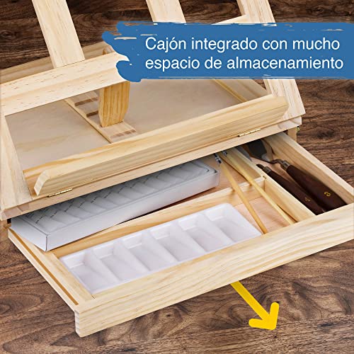 Maletín de caballete con colores acrílicos, pincel y lienzo para pintar 6