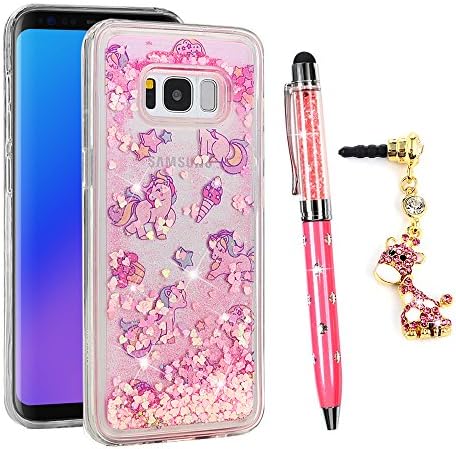 Galaxy S8 Case, Galaxy S8 Glitter Liquid Case Protective Bumper Case Floating Bling Sparkle Quicksand Pretty Fashion Design for Samsung Galaxy S8, Unicorn