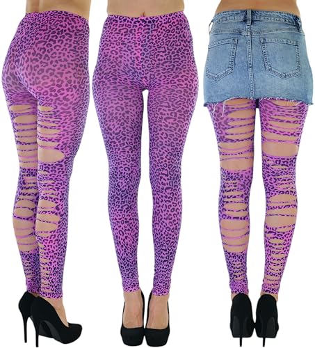 Image of ToBeInStyle Women's Slashed Ripped Shredded Distressed Hosiery Tights Leggings Music Festival