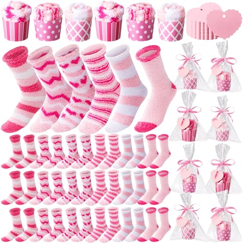 Chicingyou 36 Pcs Fuzzy Cupcake Socks Women Christmas Creative