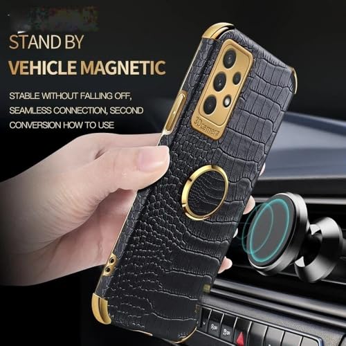 Coque Samsung Galaxy A34 étui similicuir noir motif crocodile silicone - 4
