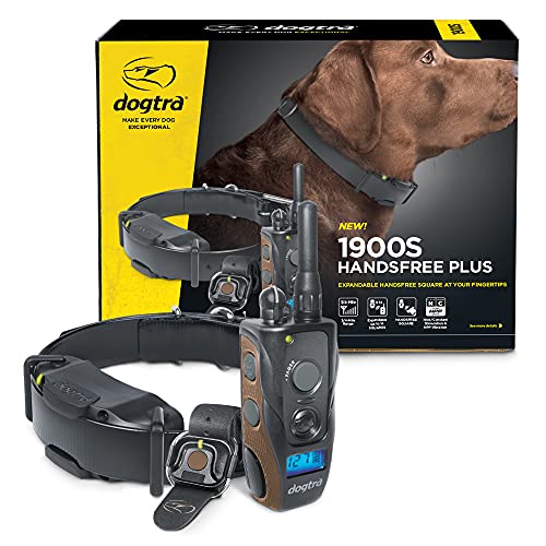 Dogtra 1900S HANDSFREE Plus Remote Dog Training E-Collar with Expandable HANDSFREE Square for Discreet Control Ergonomic Rechargeable 3/4-Mile Range Waterproof High-Output