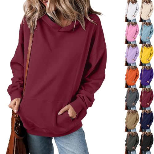 Oversized Hoodies for Women Cute Fall Plain Fleece Pullover Sweatshirts - image 1