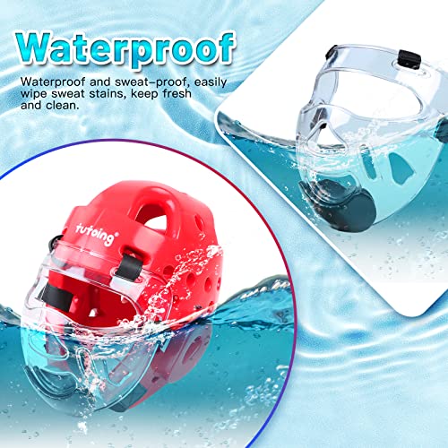 Tutoing Kids Adults Taekwondo Karate Sparring Headgear With Removable Face Shield, Martial Arts Mma Soft Helmet For Traning Kickboxing Muay Thai Boxing Taekwondo Sparring Gear (Medium, Red) #TOP3