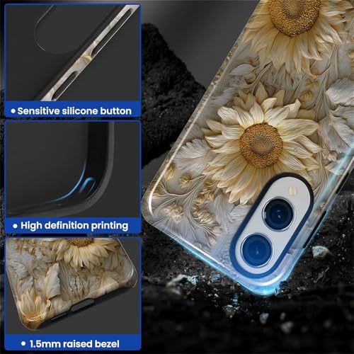Case for Samsung Galaxy S25 Edge,Durable Drop Protection Shockproof Silicone + Hard PC 2 in 1 Hybrid Protective Cover with Stylish Pattern Design- Sunflower Sunshine Positive by Generic - Used condition - Image 4