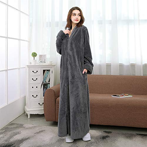 BIFINI Unisex Luxury Sherpa Bathrobe Full Length Zip Up Housecoat Sleepwear4