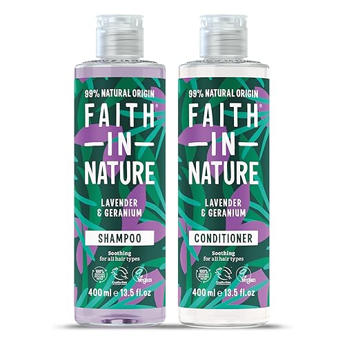 Faith In Nature - Natural Shampoo & Conditioner Set - Vegan & Cruelty Free, No SLS or Parabens - 2 x 400ml, Lavender & Geranium