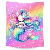 AIOMXZZ Blanket for Girls, Mermaid Blankets Gifts for Kids Toddlers, 40'x50'Rainbow Fleece Small Throws for Nap